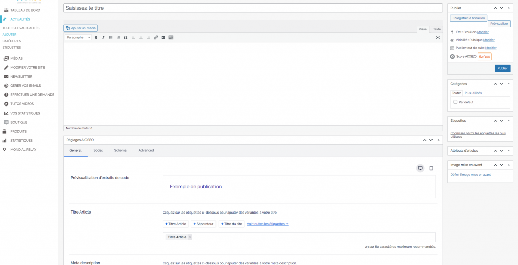 Ajouter une actualité