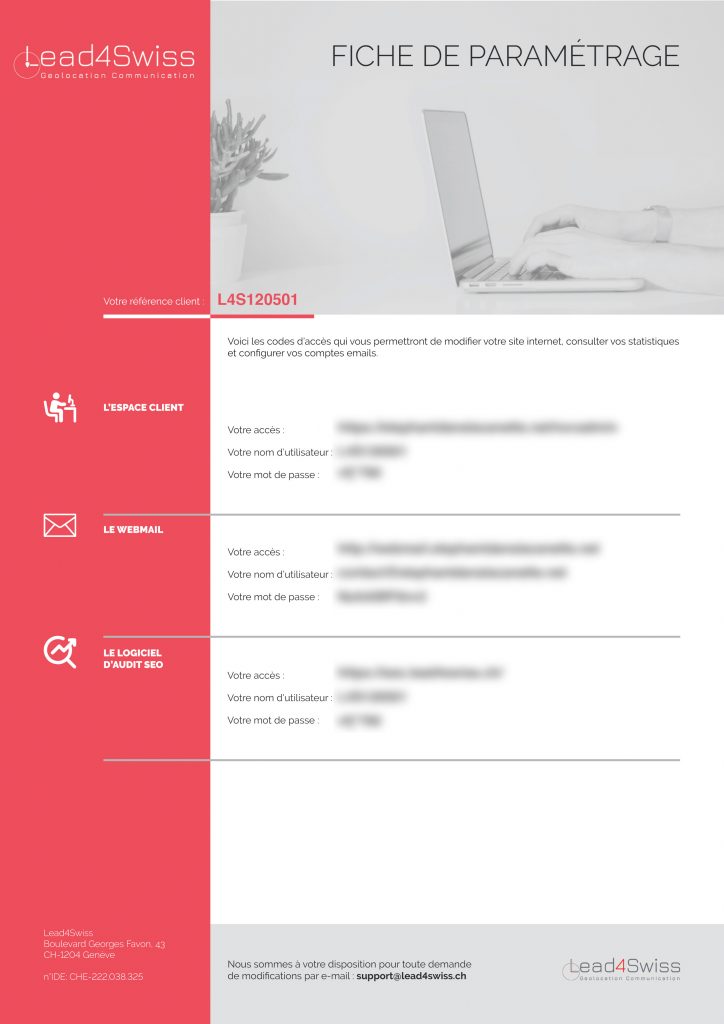 Exemple de fiche de paramétrage Lead4Swiss